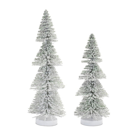 Melrose International Flocked Bottle Brush Tree, Set of 2, Green - 91693DS