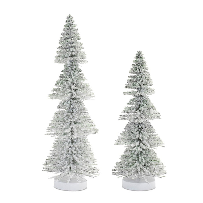 Melrose International Flocked Bottle Brush Tree, Set of 2, Green - 91693DS