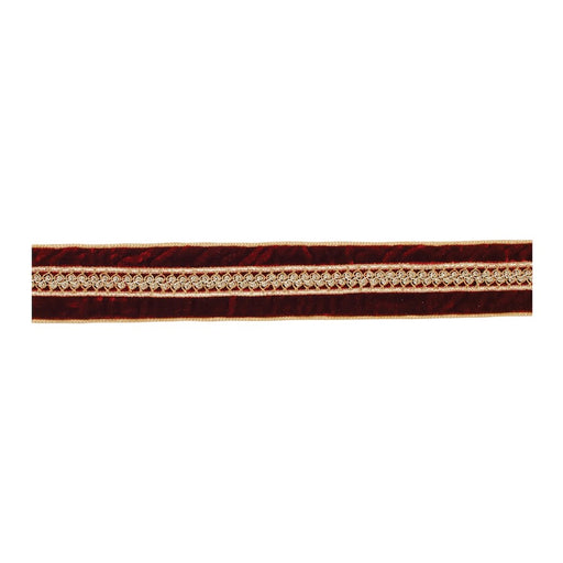 Melrose International Royal Beaded Holiday Ribbon 2.5"x5 Yds, Red - 91714DS