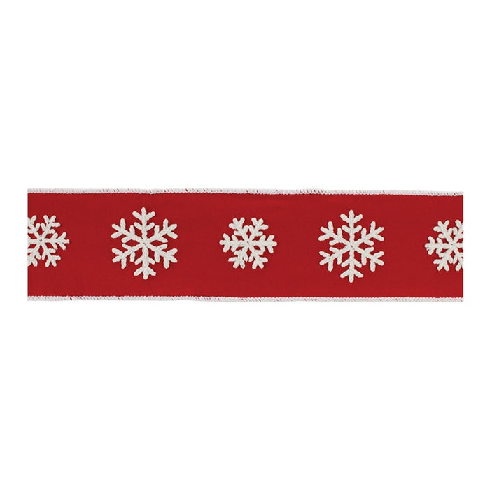 Melrose International Holiday Snowflake Ribbon 4"x5 Yds, Red - 91717DS
