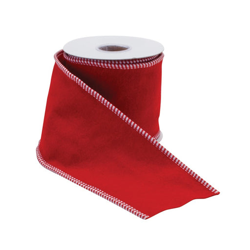 Melrose International Wool Holiday Ribbon 4"x5 Yds, Red