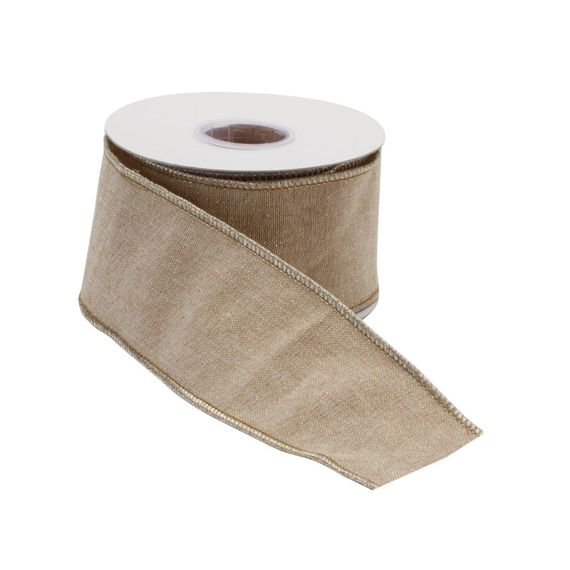 Melrose International Beige Holiday Ribbon, Set of 2
