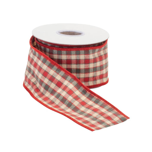 Melrose International Plaid Holiday Ribbon, Set of 2, Red/White/Black