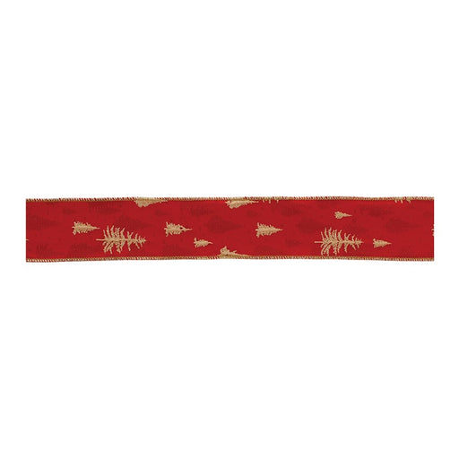 Melrose International Pine Tree Holiday Ribbon, Set of 2, Red - 91724DS