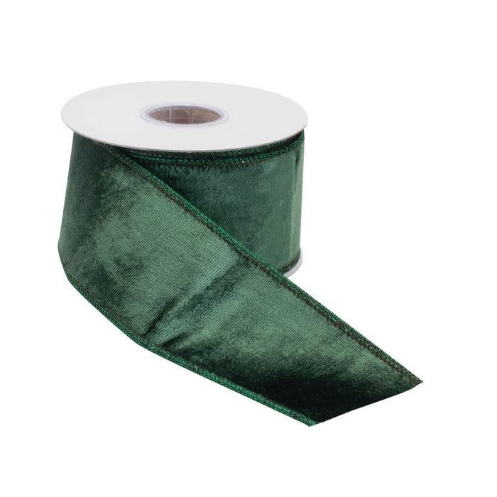 Melrose International Deep Green Viscose Wired Ribbon, Set of 2
