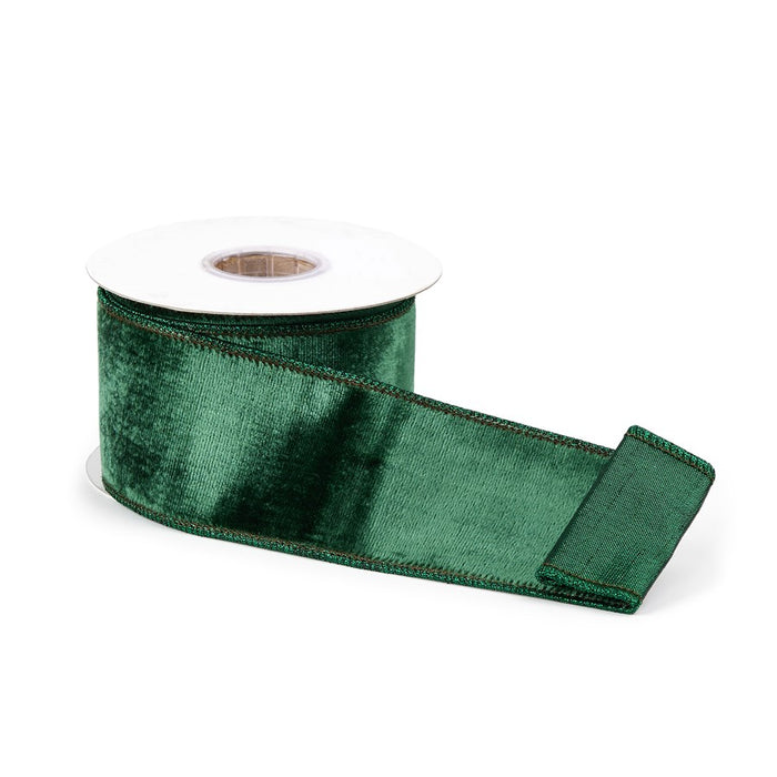 Melrose International Deep Green Viscose Wired Ribbon, Set of 2