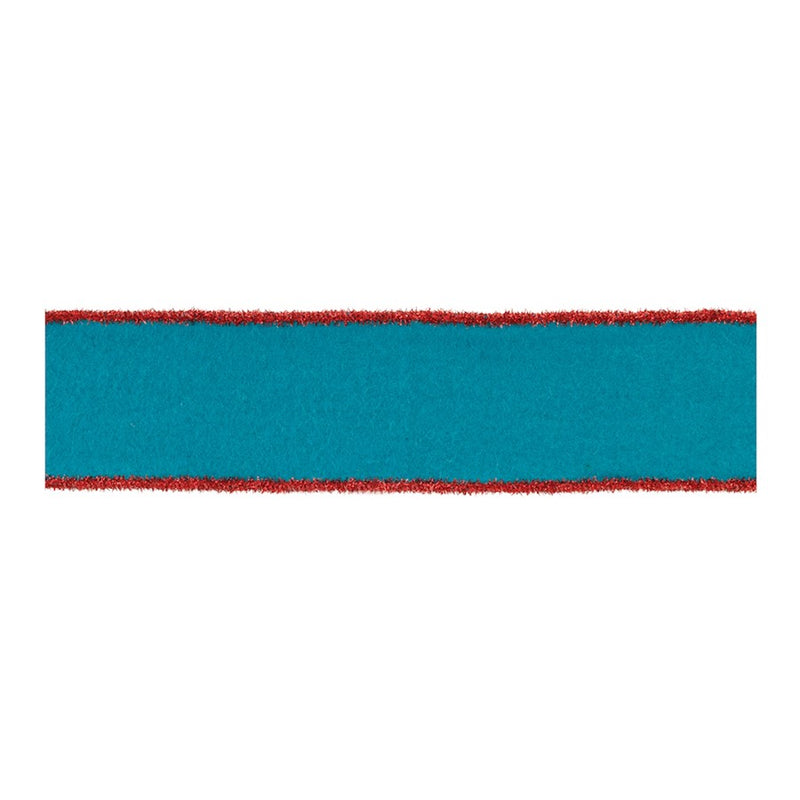 Melrose International Blue Wool/Red Wired Ribbon, Set of 2 - 91729DS