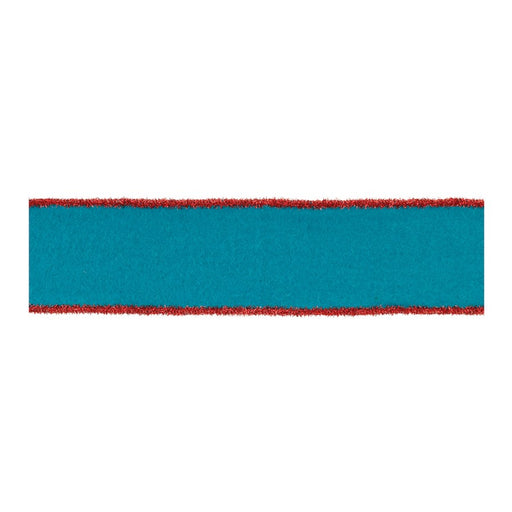 Melrose International Blue Wool/Red Wired Ribbon, Set of 2 - 91729DS