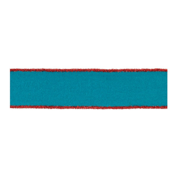 Melrose International Blue Wool/Red Wired Ribbon, Set of 2 - 91729DS