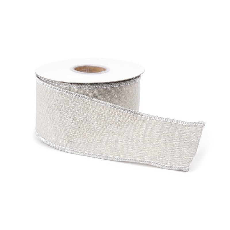 Melrose International Beige Shimmer Wired Ribbon, Set of 2
