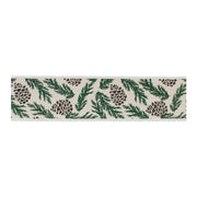 Melrose Pine/Pinecone Cotton Wired Ribbon 4"x5yds, White/Green - 91736DS