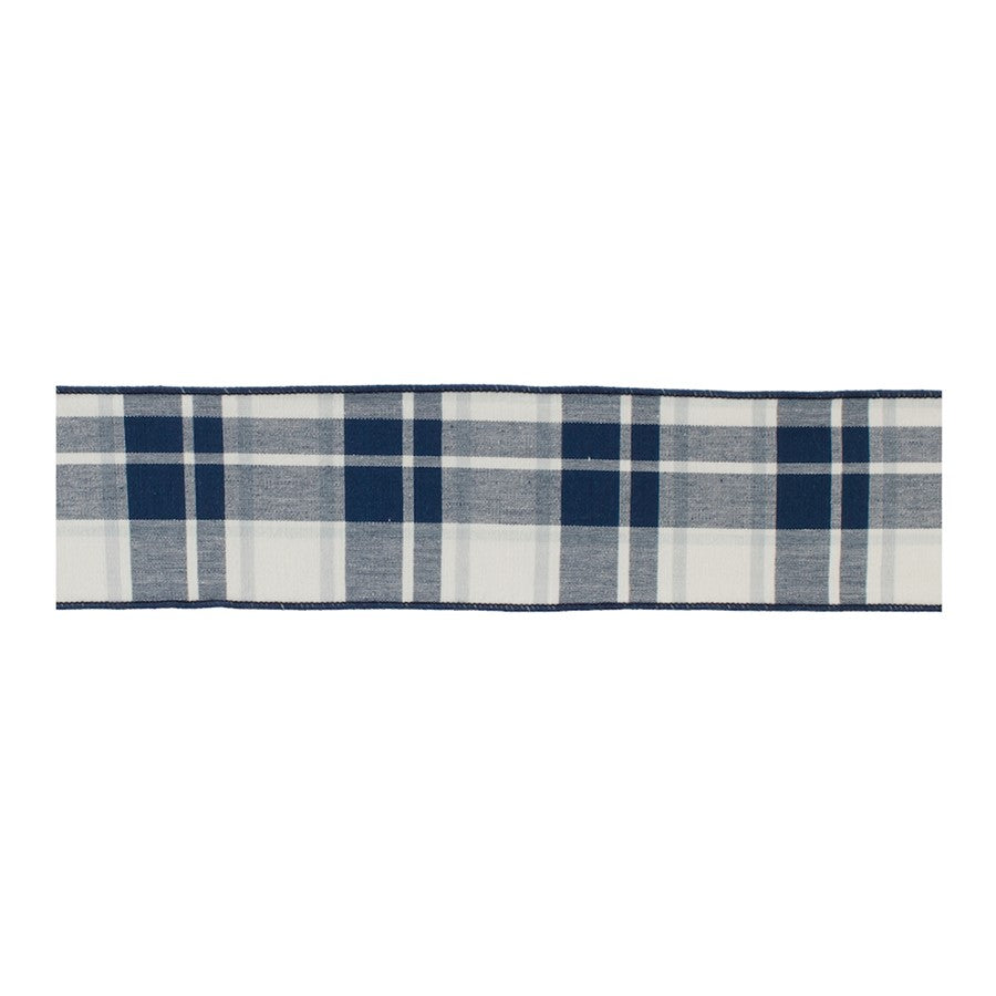 Melrose International Plaid Holiday Ribbon, Set of 2, Blue/White - 91740DS