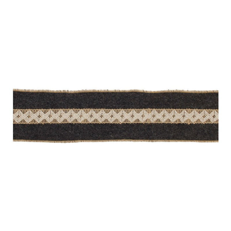 Melrose International Wool Holiday Ribbon, Set of 2, Black/Gold - 91744DS