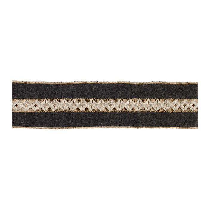 Melrose International Wool Holiday Ribbon, Set of 2, Black/Gold - 91744DS