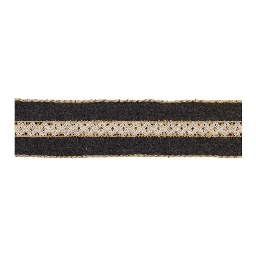 Melrose International Wool Holiday Ribbon, Set of 2, Black/Gold - 91744DS
