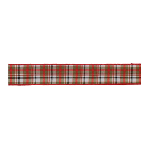 Melrose International Plaid Holiday Ribbon, Set of 2, Red/Green - 91746DS
