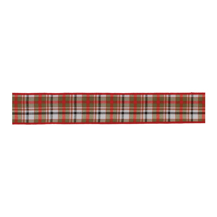 Melrose International Plaid Holiday Ribbon, Set of 2, Red/Green - 91746DS