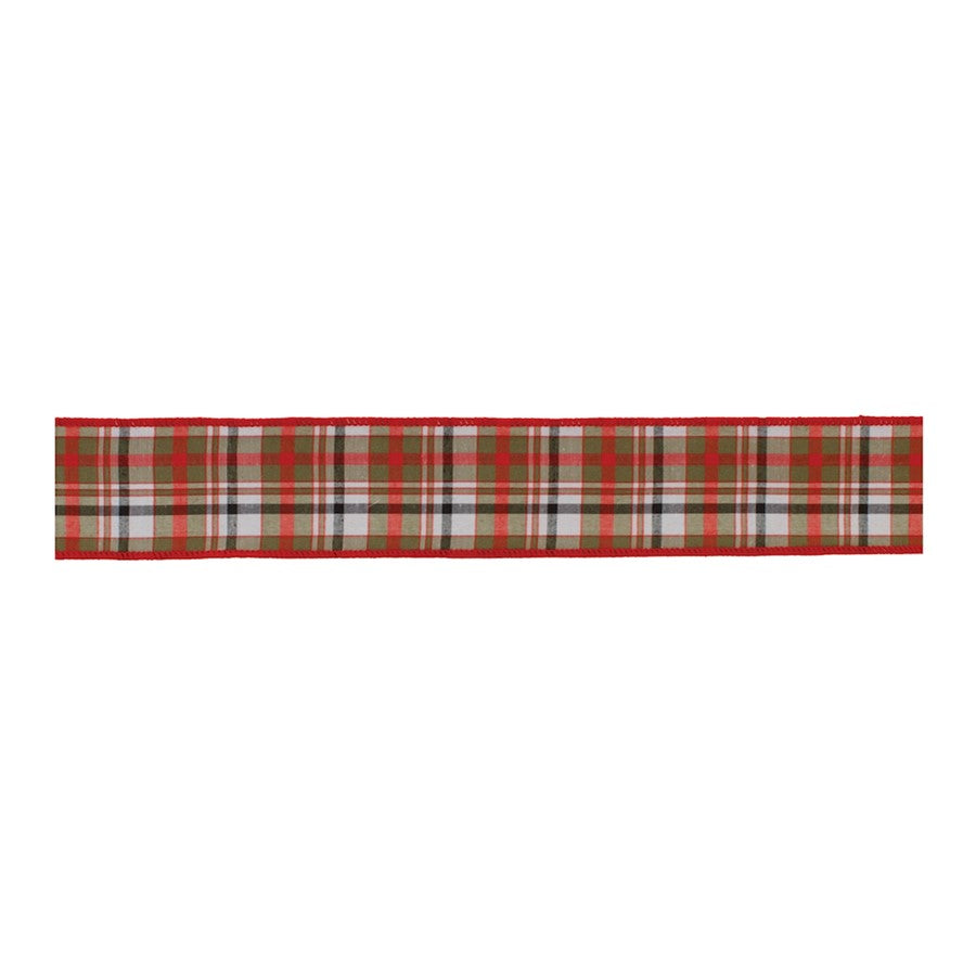 Melrose International Plaid Holiday Ribbon, Set of 2, Red/Green - 91746DS