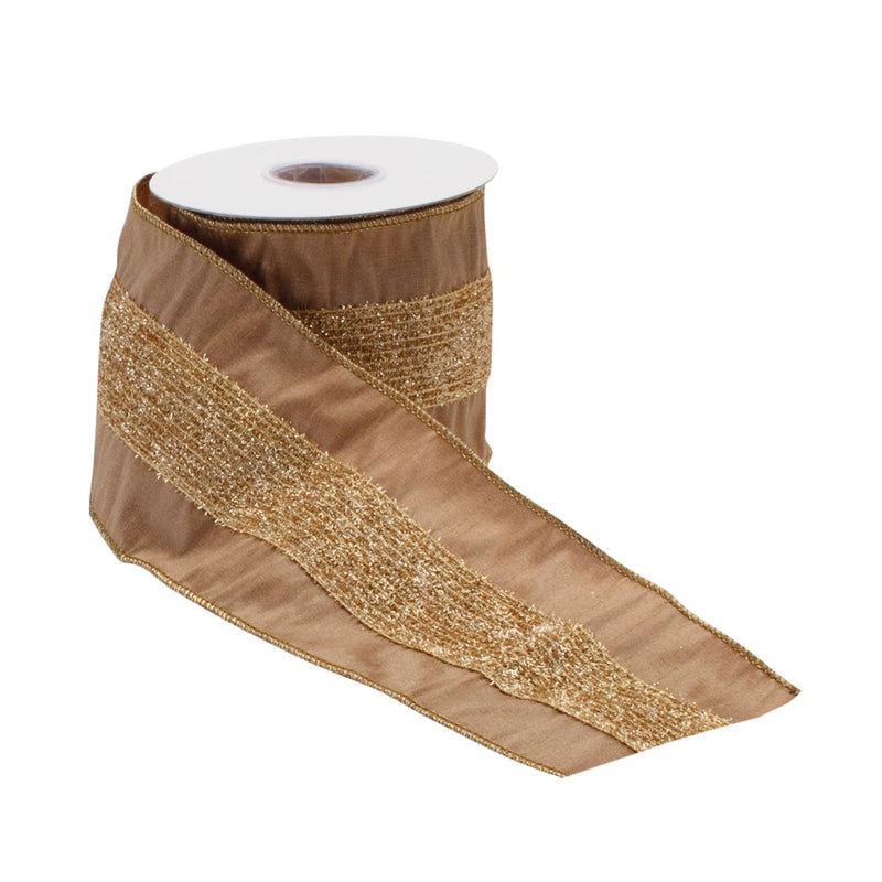 Melrose International Gold Shimmer Wired Ribbon, Set of 2