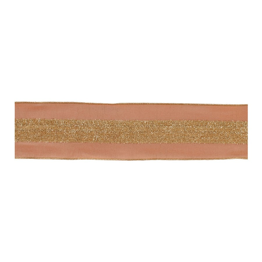 Melrose International Gold Shimmer Wired Ribbon, Set of 2, Orange - 91749DS