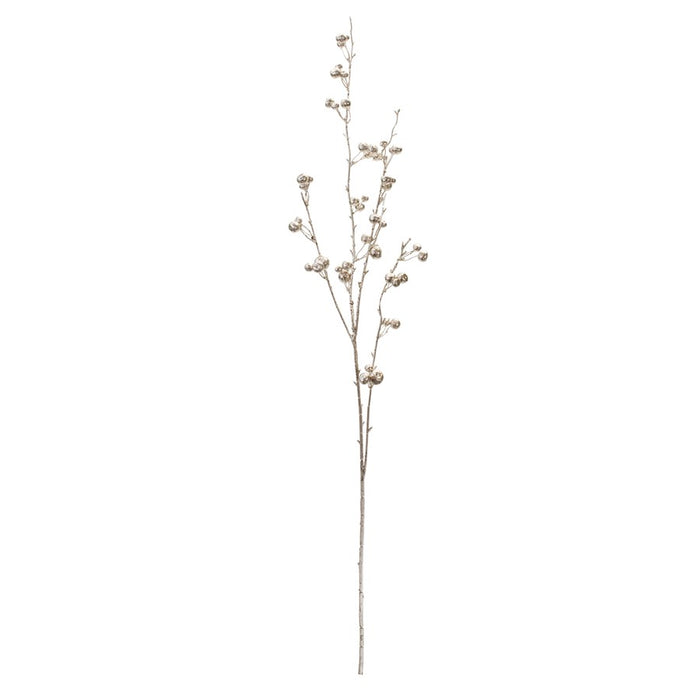 Melrose Int. Glitter Gold Berry Twig Spray, Set of 6, Silver