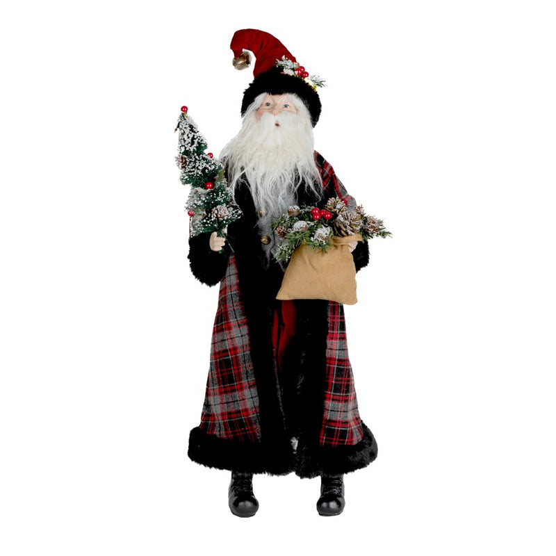 Melrose Plaid Santa/Frosted Pine Accents 26.5"H, Red/Black - 91772DS