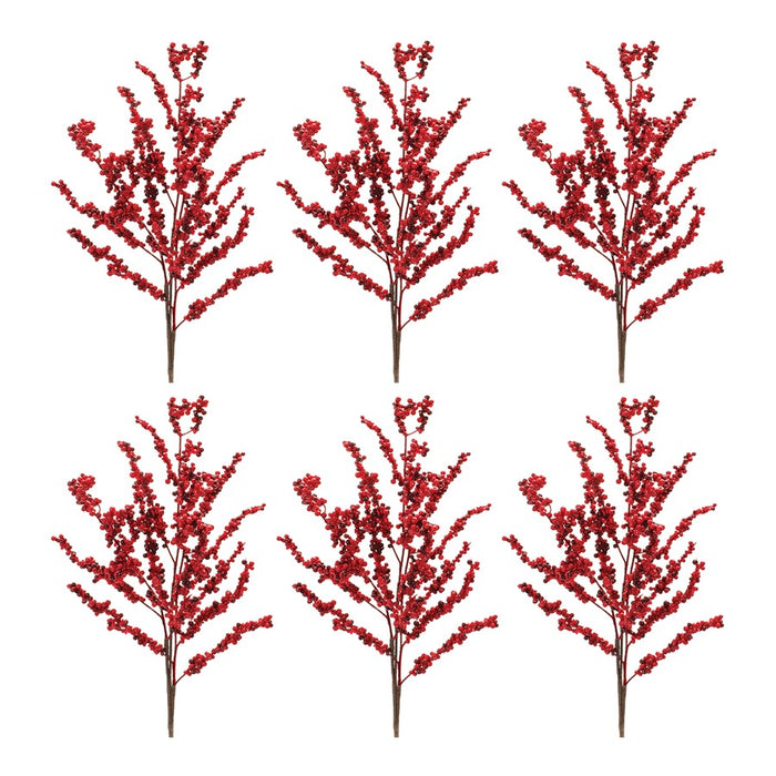 Melrose International Clustered Berry Twig Spray, Set of 6, Red