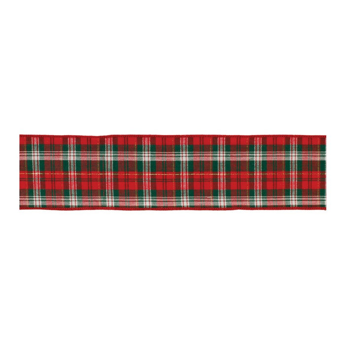 Melrose International Plaid Holiday Ribbon, Set of 2, Red/White - 91801DS