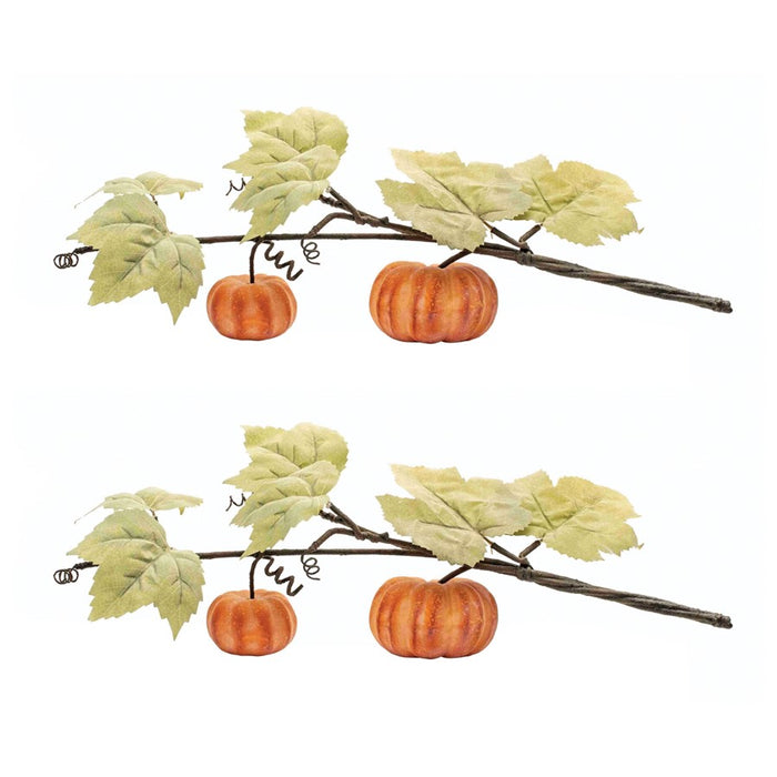 Melrose International Fall Pumpkin, Vine, Set of 2, Green/Orange