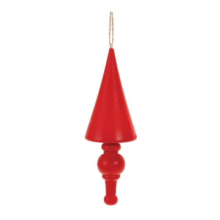 Melrose International Wood Pine Tree Finial Ornament, Set of 12, Red