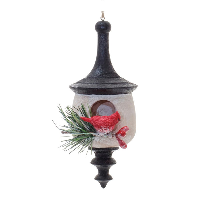 Melrose Wood Finial Birdhouse/Cardinal Ornament, Set of 6, White/Red/B