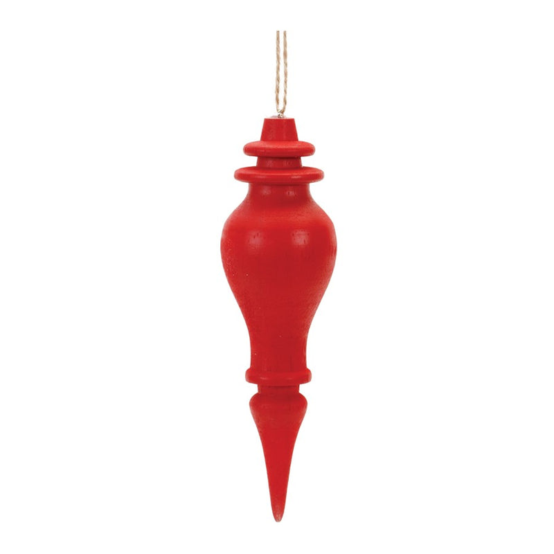 Melrose International Red Wood Finial Drop Ornament, Set of 6
