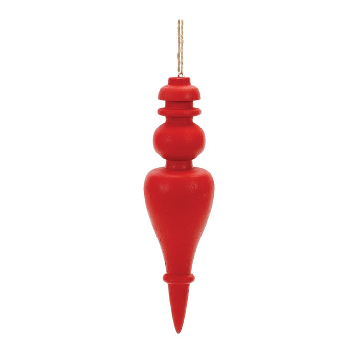 Melrose International Red Wood Finial Drop Ornament, Set of 6