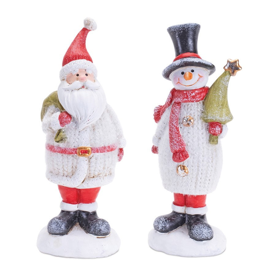 Melrose Glittered Sweater Santa/Snowman, Set of 6, Red/White - 91824DS