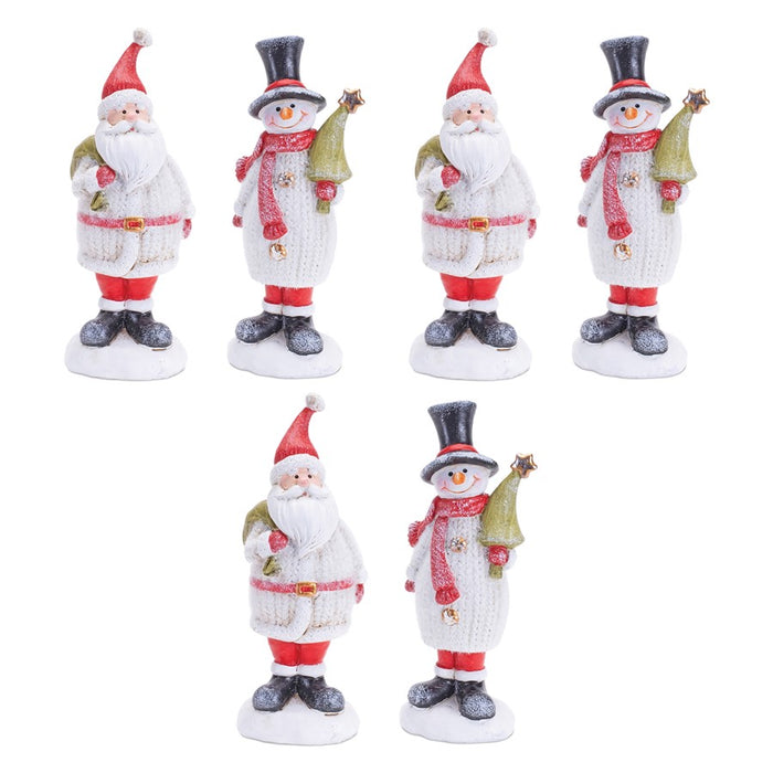 Melrose Glittered Sweater Santa/Snowman, Set of 6, Red/White