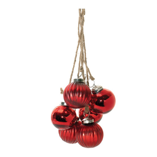 Melrose International Red Glass Ball Cluster Drop Ornament, Set of 2 - 91829DS