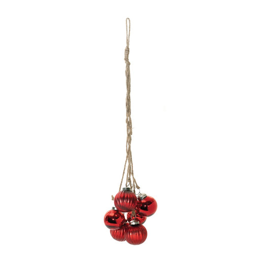 Melrose International Red Glass Ball Cluster Drop Ornament, Set of 2