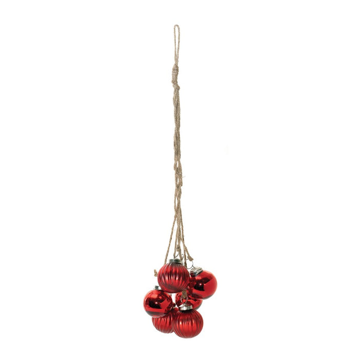 Melrose International Red Glass Ball Cluster Drop Ornament, Set of 2