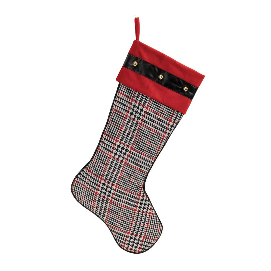 Melrose Houndstooth Plaid Holiday Stocking, Set of 3, Red/Black - 91838DS