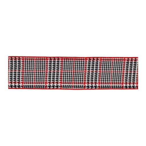 Melrose Houndstooth Plaid Wired Ribbon 4"x10yds, Black/Red/White - 91839DS