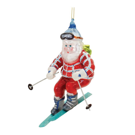 Melrose International Glass Ski Santa Ornament, Set of 6, Red/Green - 91843DS
