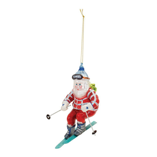 Melrose International Glass Ski Santa Ornament, Set of 6, Red/Green