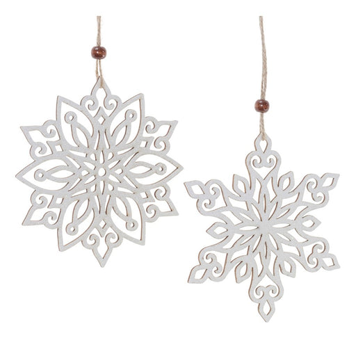 Melrose International Wood Cut-Out Snowflake Ornament, Set of 12 - 91846DS