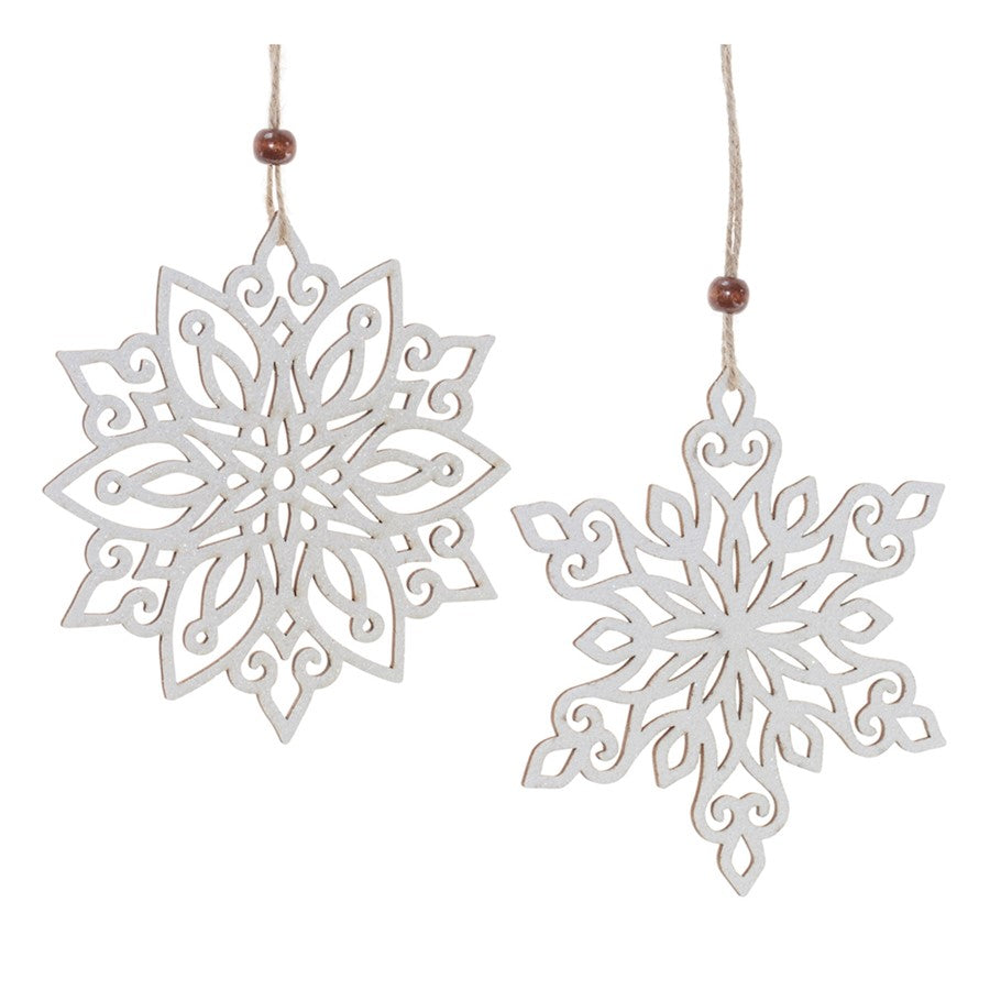 Melrose International Wood Cut-Out Snowflake Ornament, Set of 12 - 91846DS