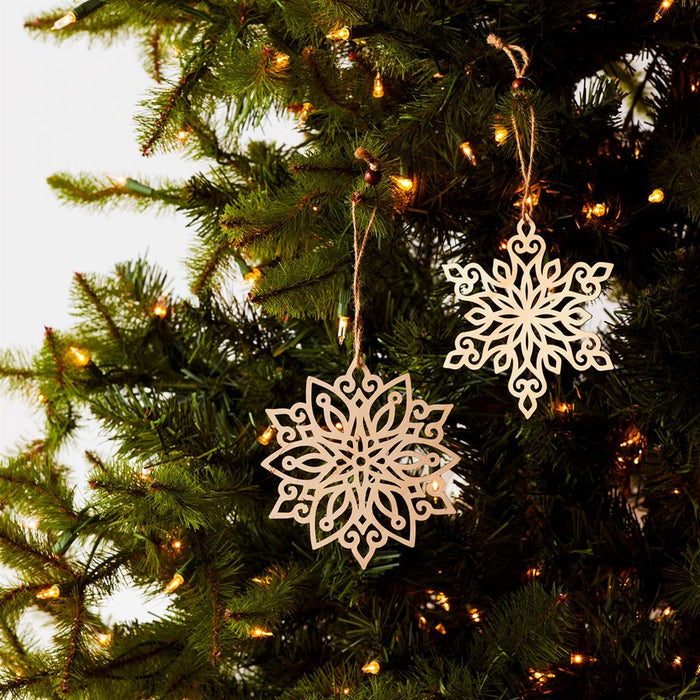 Melrose International Wood Cut-Out Snowflake Ornament, Set of 12