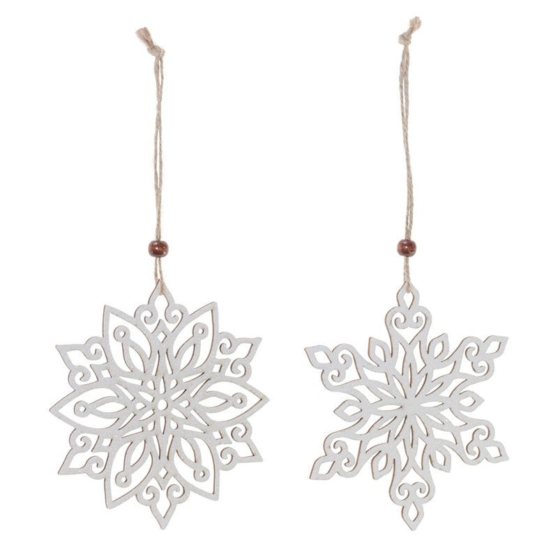 Melrose International Wood Cut-Out Snowflake Ornament, Set of 12