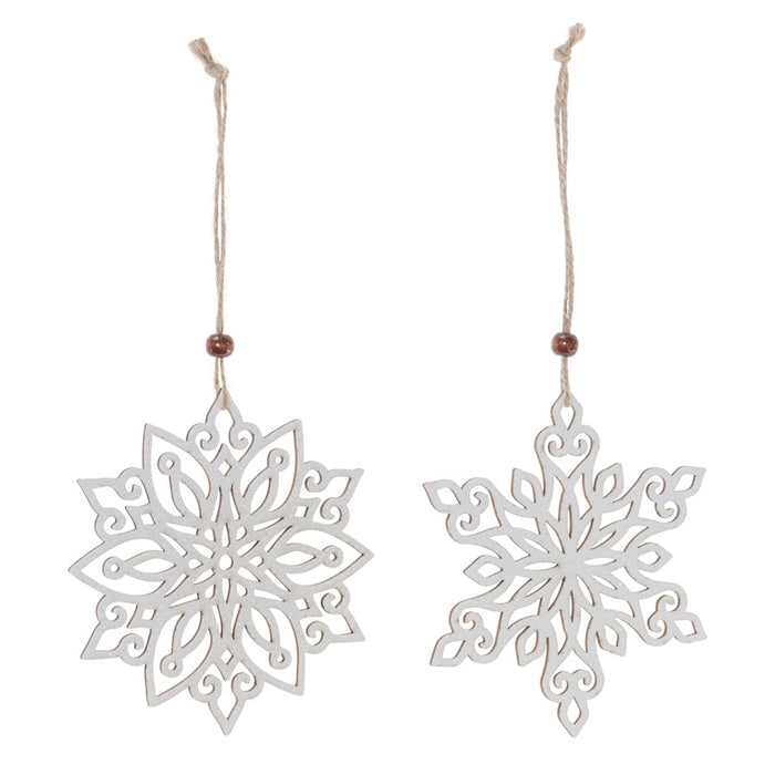 Melrose International Wood Cut-Out Snowflake Ornament, Set of 12