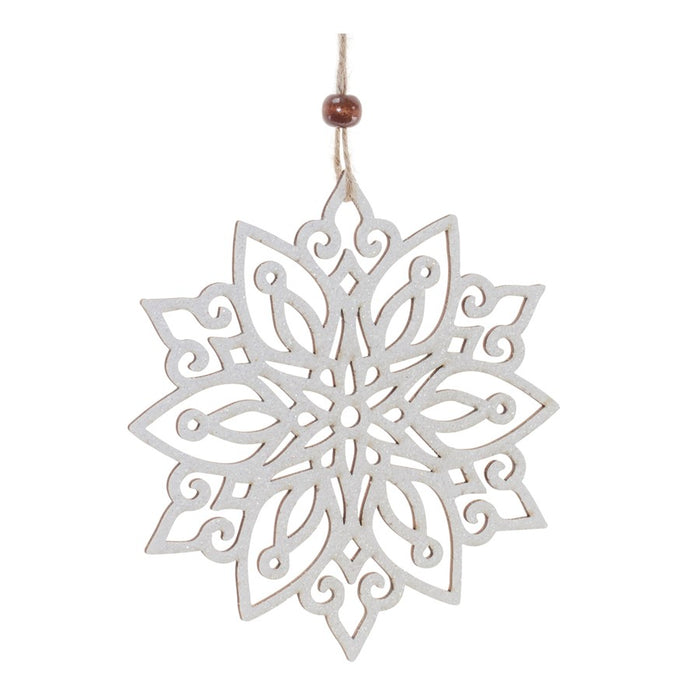 Melrose International Wood Cut-Out Snowflake Ornament, Set of 12