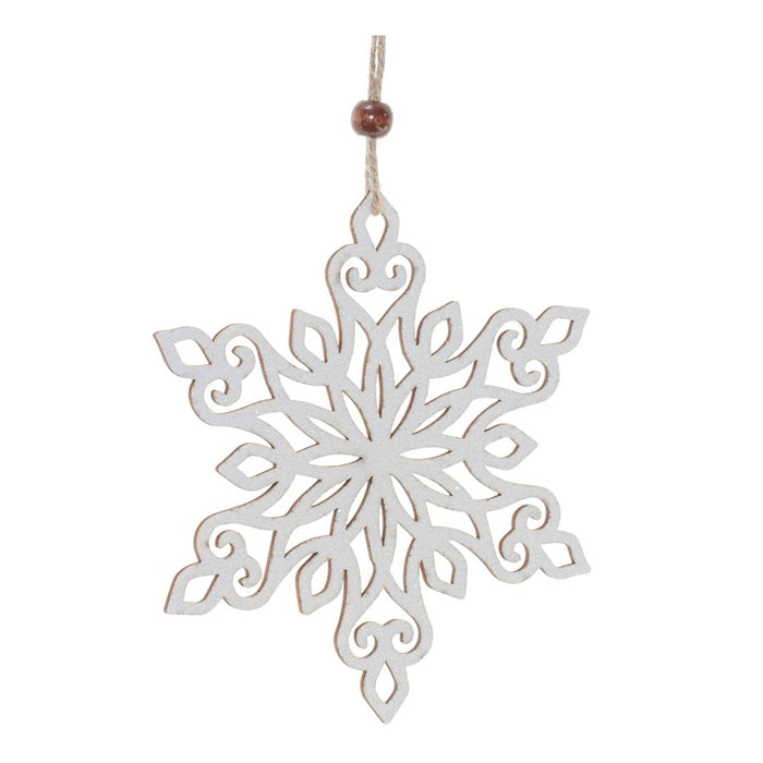 Melrose International Wood Cut-Out Snowflake Ornament, Set of 12