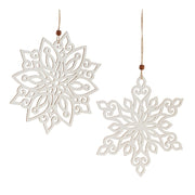 Melrose Int. Cut-Out Snowflake Ornament, Set of 12, White - 91847DS